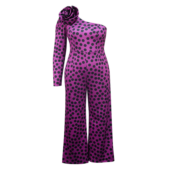 Damen Einseitiger Jumpsuit mit Blumendekor Drune