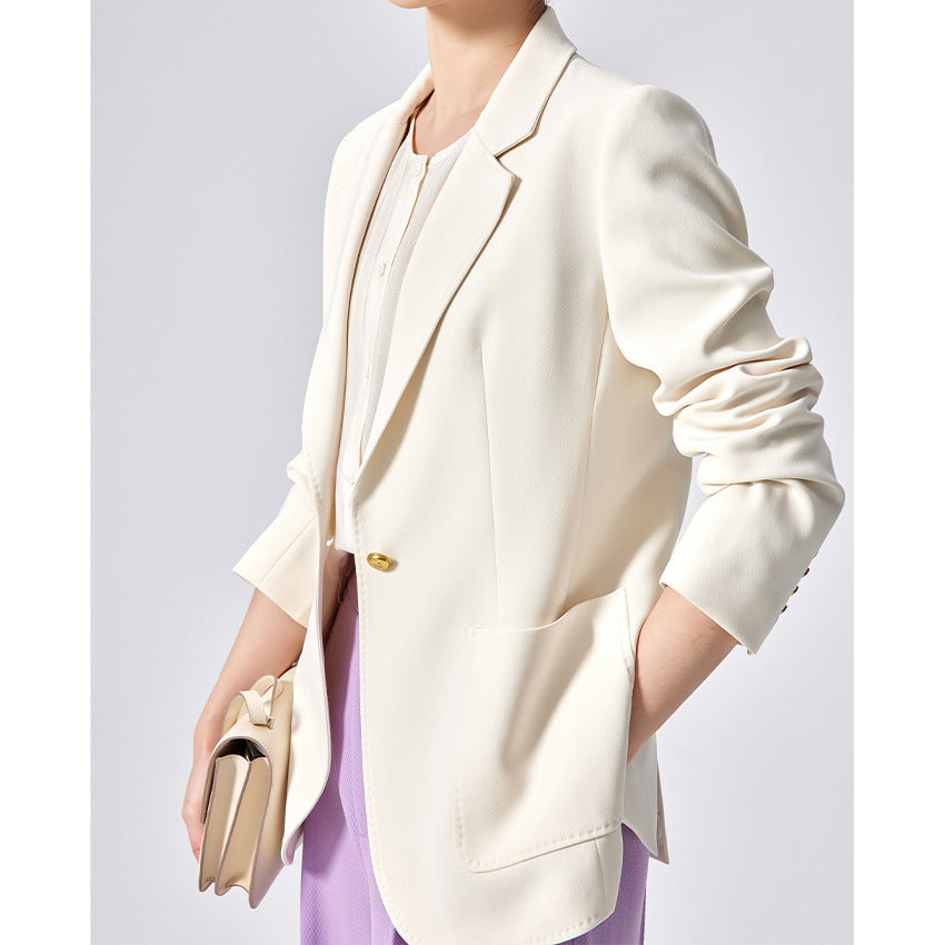 Damen Taillierter Ein-Knopf-Blazer mit aufgesetzten Taschen und schmalem Revers Drune