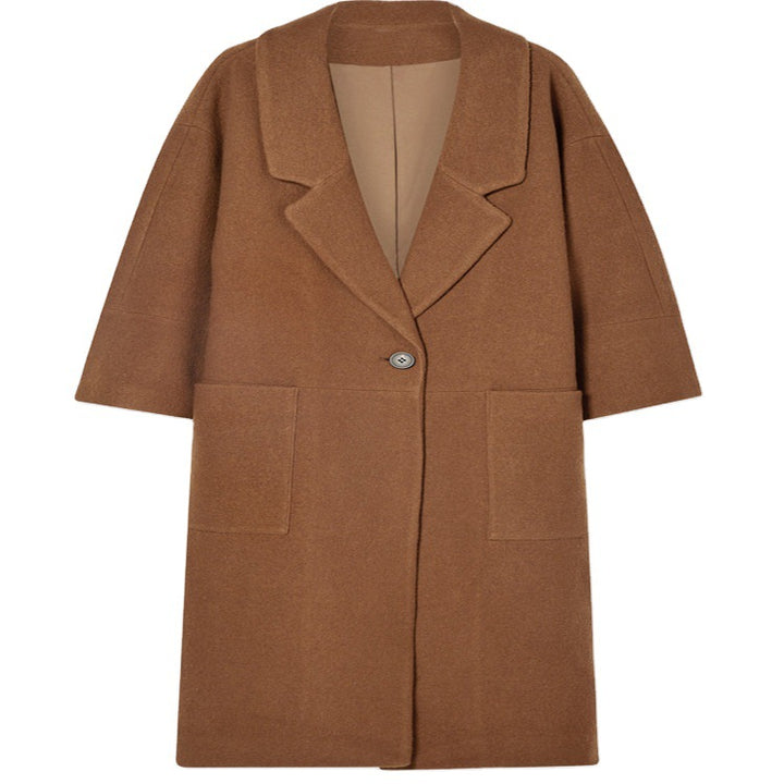 Damen Langer Oversize-Mantel im Relaxed-Wollmix mit großem Schalkragen und aufgesetzten Taschen Drune