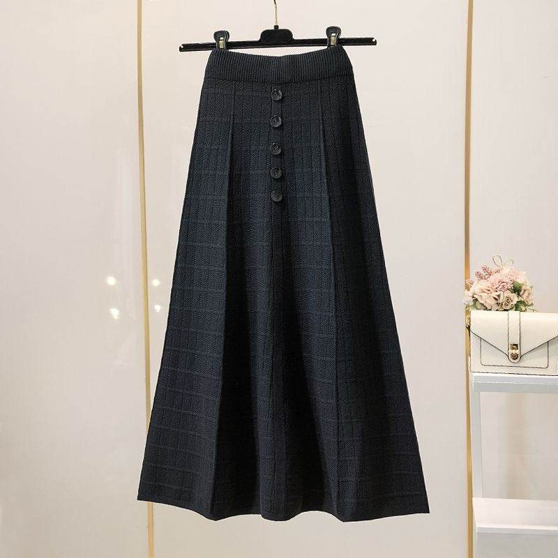Damen Eleganter Maxirock mit Knopfdetails und strukturiertem Design Drune