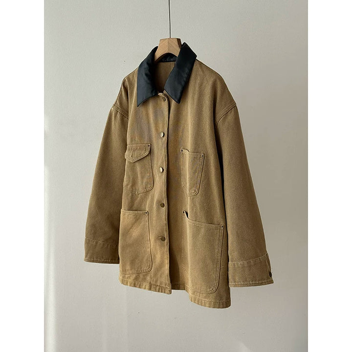 Damen Modische Utility-Jacke mit Karomuster Drune