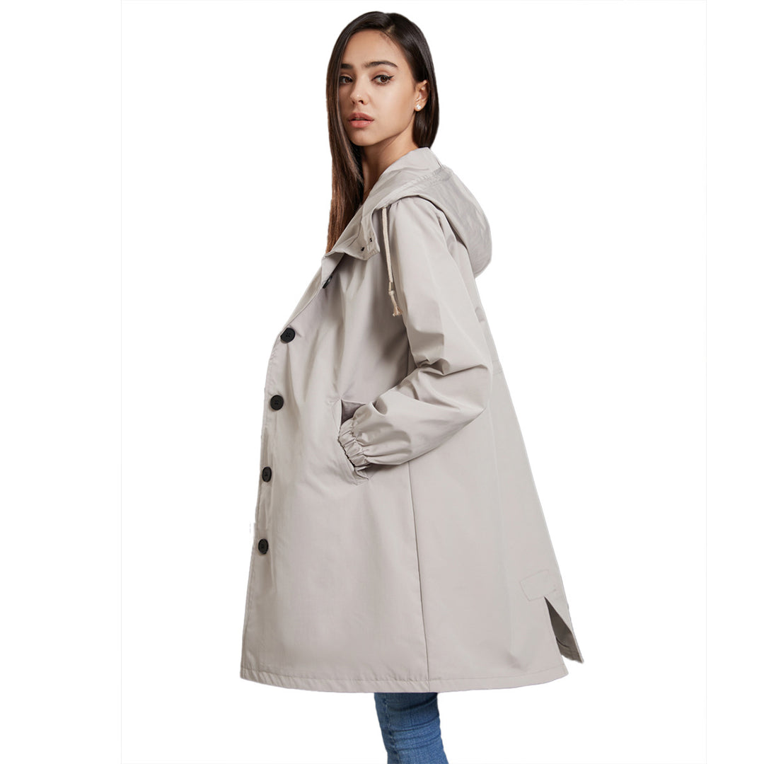 Damen modische Übergangsjacke mit verstellbarer Kapuze und praktischen Taschen Drune