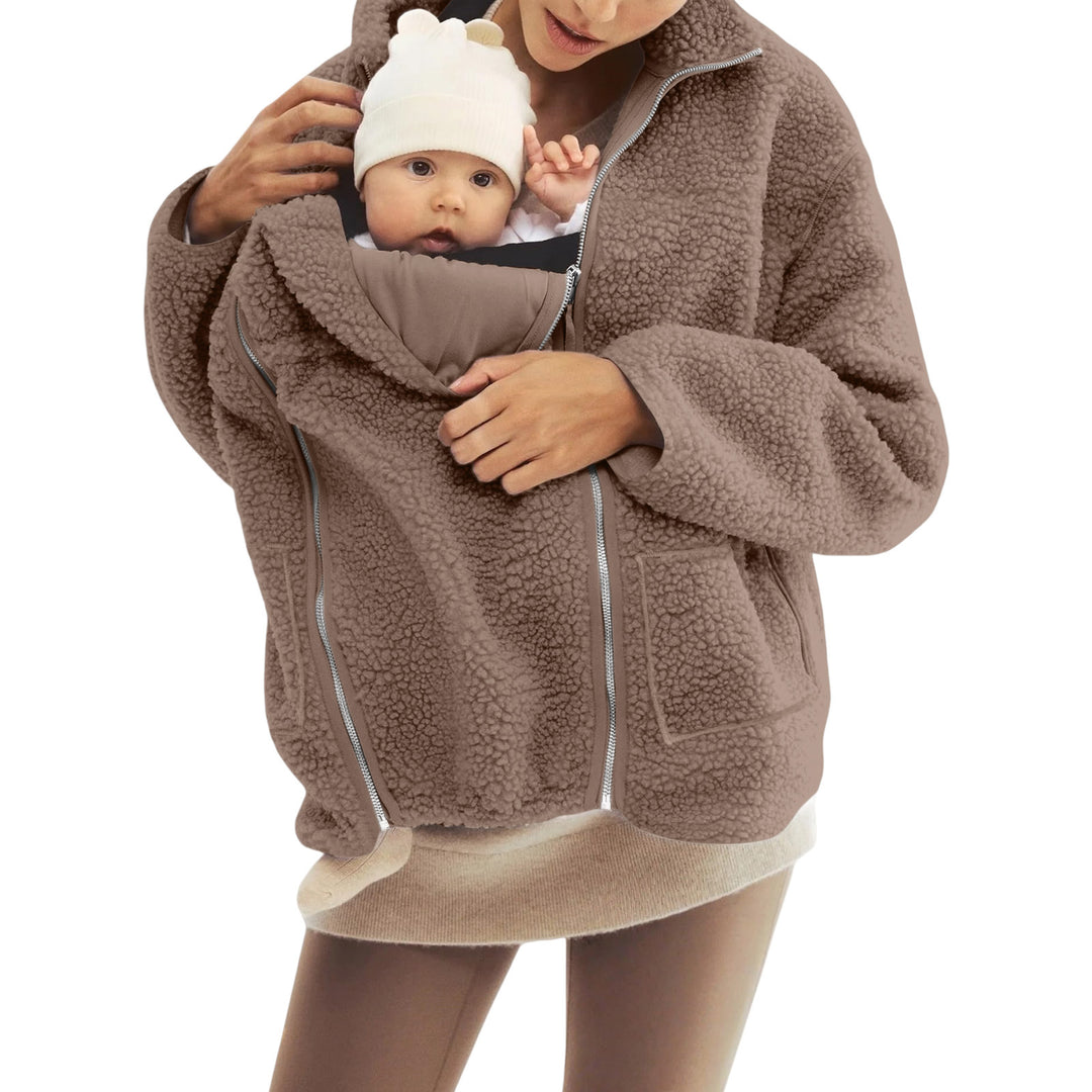 Damen nan oversized Teddyfleece Jacke mit Stehkragen und durchgehendem Reißverschluss Drune