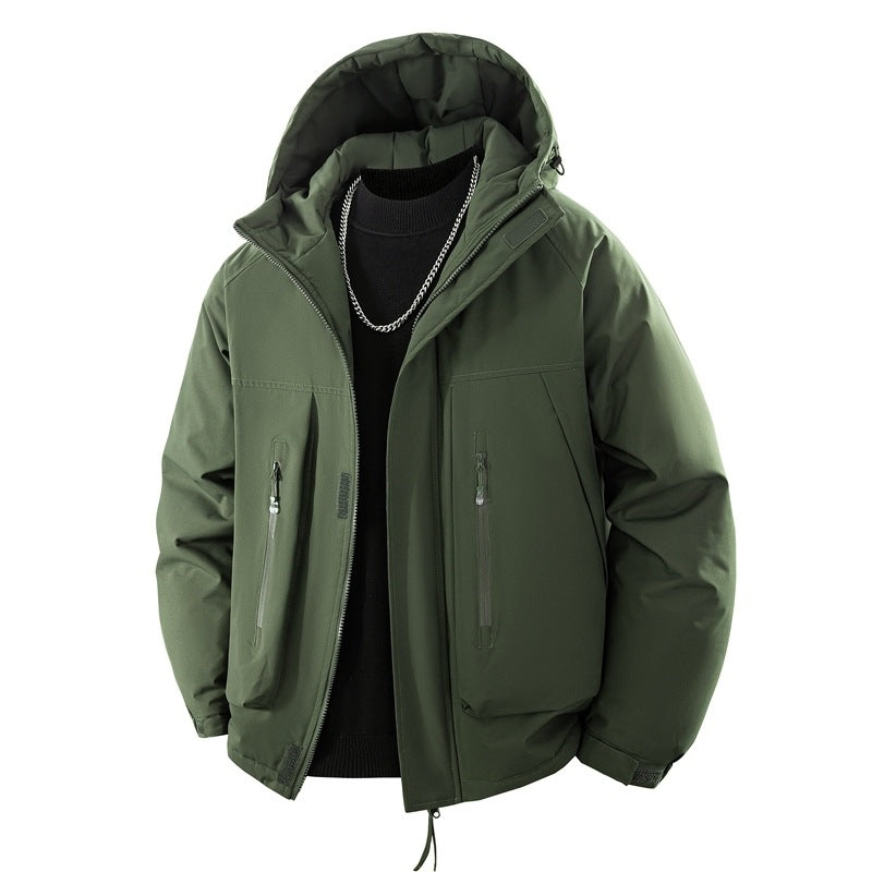 Herren Wattierte Kapuzen-Outdoorjacke mit wasserabweisender Membran und technischen Reißverschlusstaschen Drune