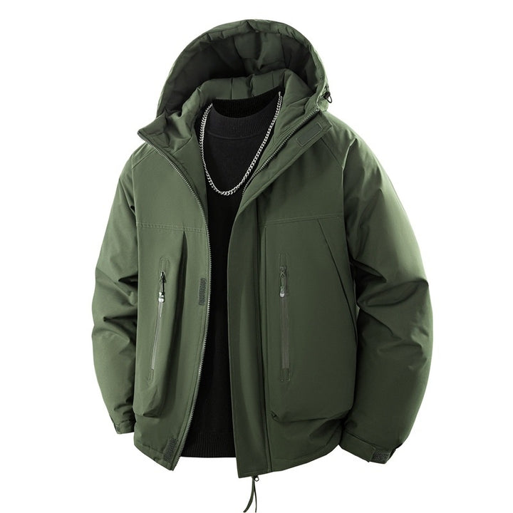 Herren Wattierte Kapuzen-Outdoorjacke mit wasserabweisender Membran und technischen Reißverschlusstaschen Drune