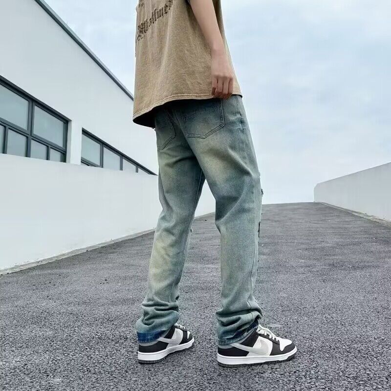 Herren Lässige Distressed Jeans mit Sternenapplikationen Drune