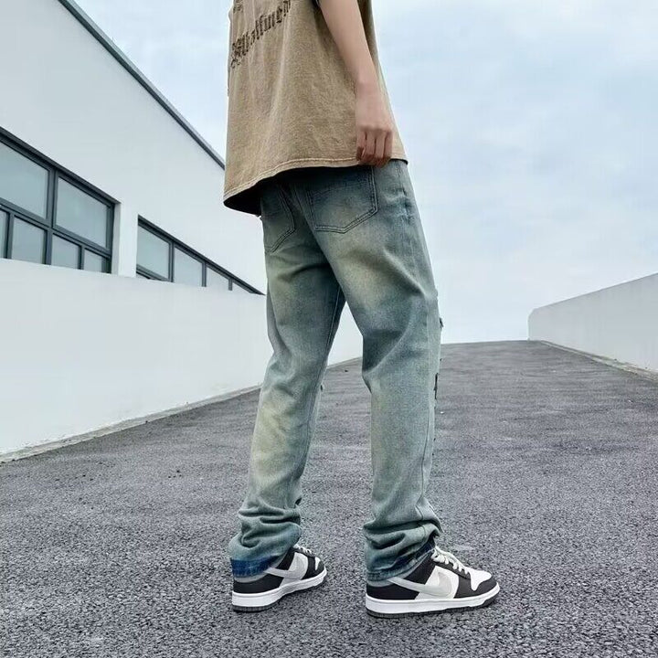 Herren Lässige Distressed Jeans mit Sternenapplikationen Drune