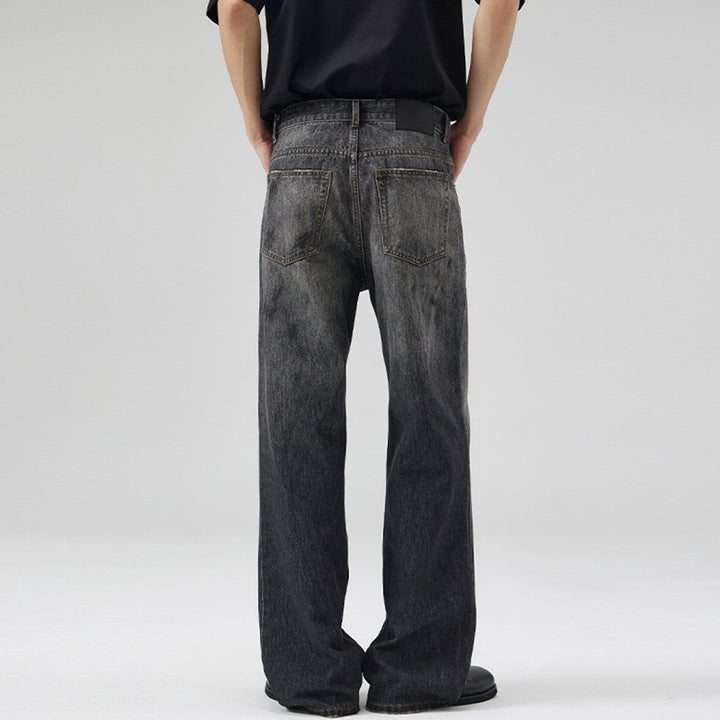 Herren Relaxed‑Straight Denim-Jeans mit Vintage-Waschung und verlängertem Saum Drune