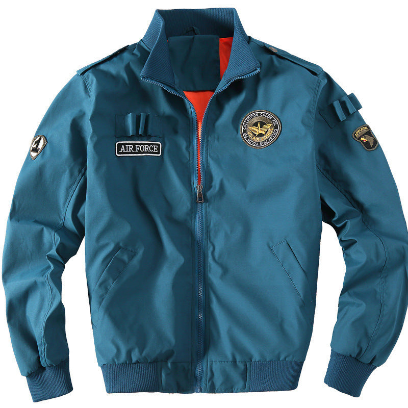 Herren Militärinspirierte Bomberjacke mit Aufnähern, Stehkragen & Reißverschluss Drune