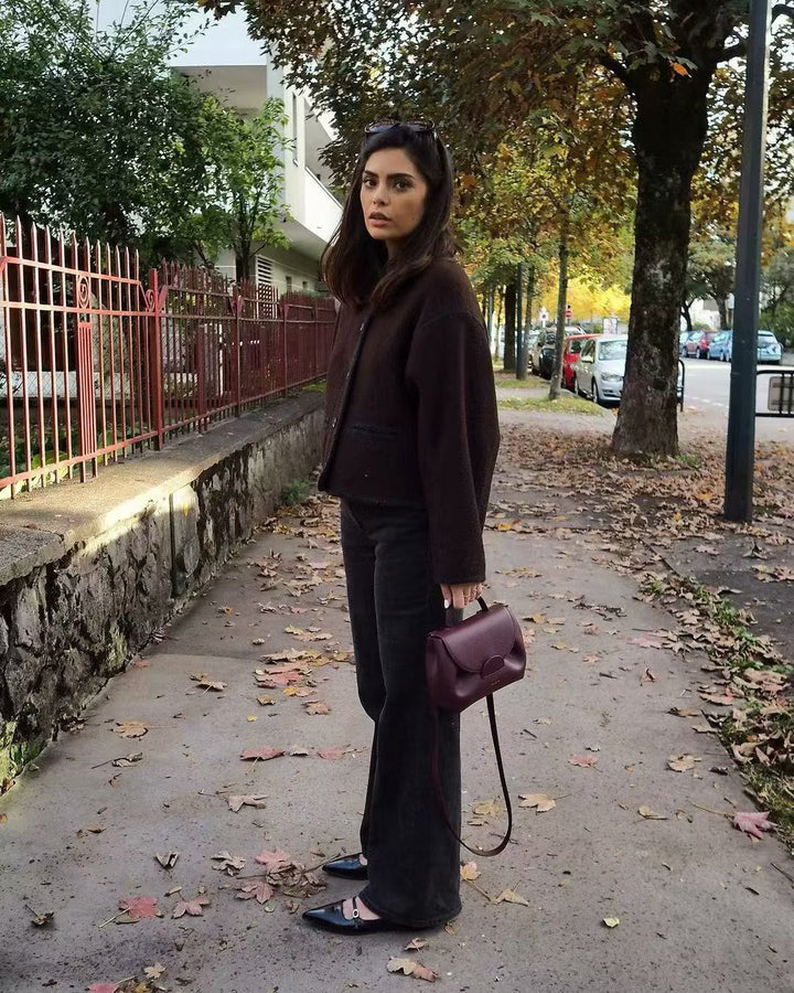 Damen Modische Jacke mit eleganten Knopfdetails und Kontrastnähten Drune