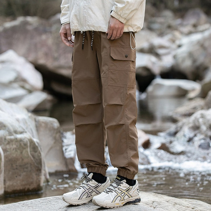 Herren Weite Relaxed-Cargo-Freizeithose mit Tunnelzugbund & Multifunktions‑Taschen Drune