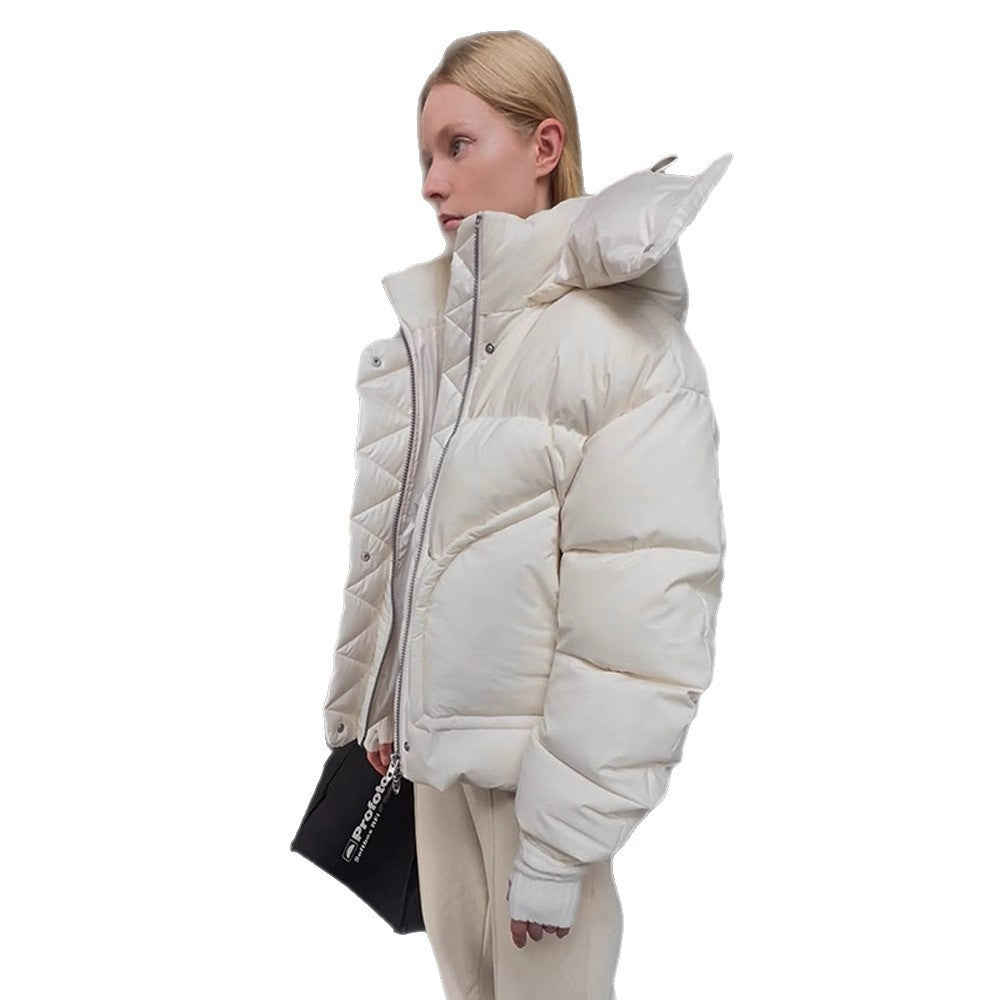 Damen Oversize Wattierte Pufferjacke mit extra hohem Stehkragen, zweifachem Frontreißverschluss und kastiger Silhouette Drune