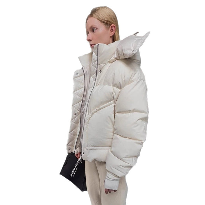 Damen Oversize Wattierte Pufferjacke mit extra hohem Stehkragen, zweifachem Frontreißverschluss und kastiger Silhouette Drune