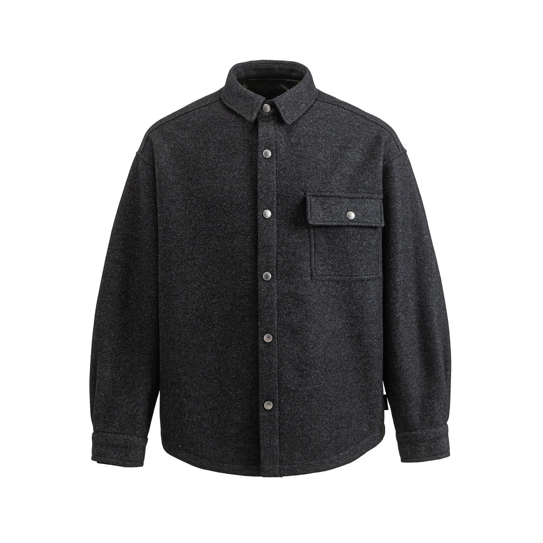 Herren Wollmix Overshirt im Hemdjackenstil mit Druckknopffront und Pattentasche Drune