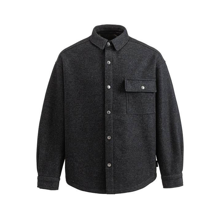 Herren Wollmix Overshirt im Hemdjackenstil mit Druckknopffront und Pattentasche Drune