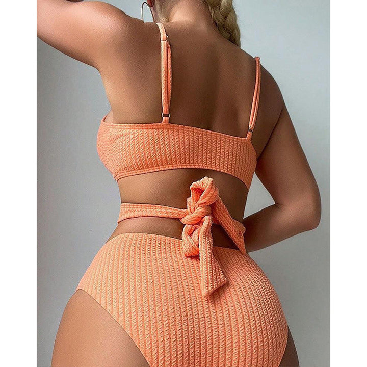 Damen High-Waist Bikini-Set mit gekreuztem Oberteil Drune