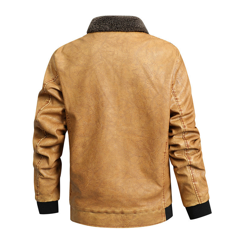 Herren Kunstleder-Blouson mit Sherpa-Kragen und Thermo-Innenfutter Drune