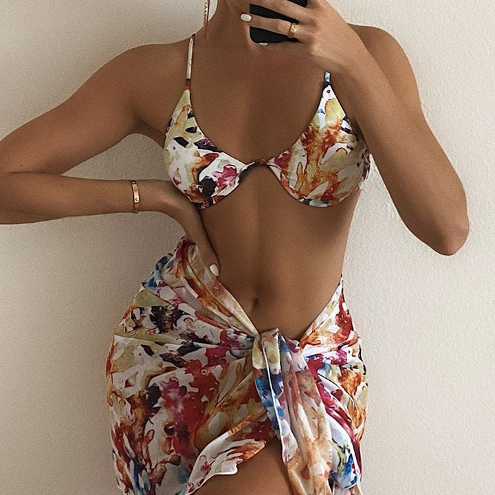 Damen Bikini-Set mit verstellbaren Trägern und modischem Wickelrock Drune