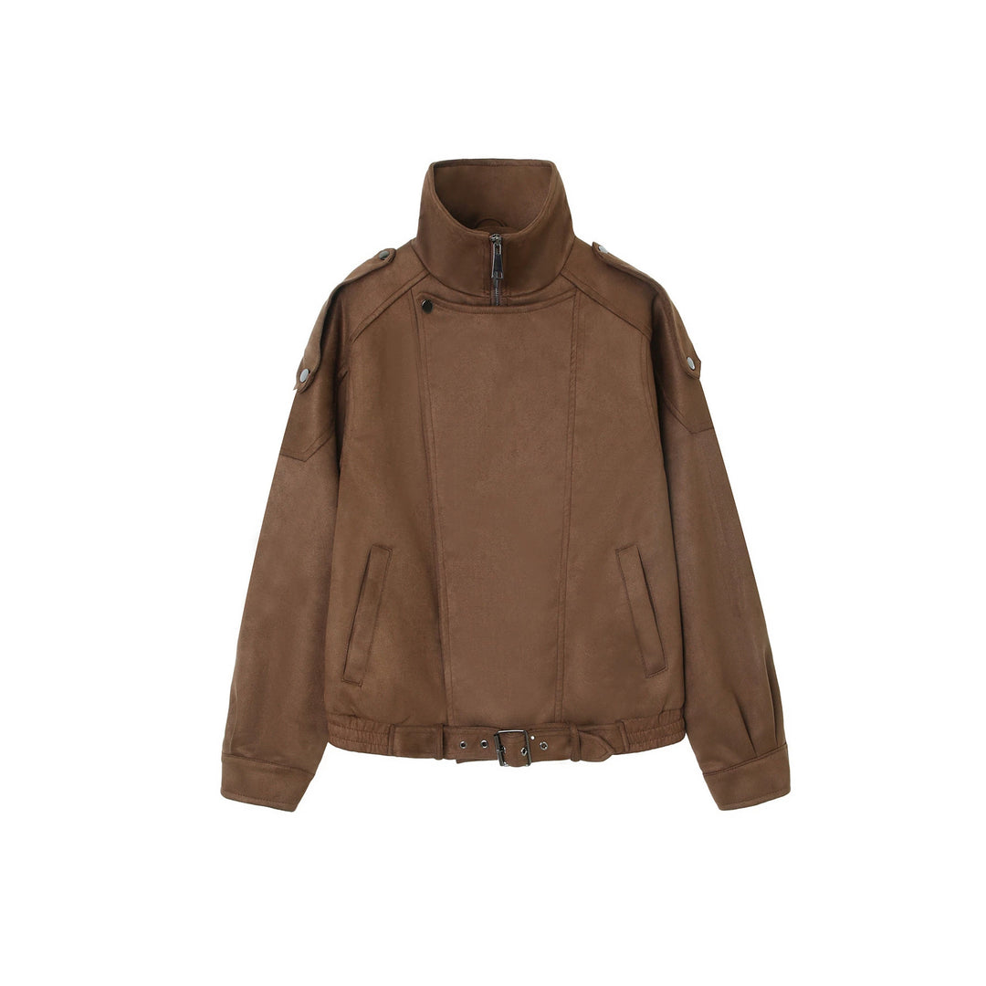 Damen Luxus Kunstleder Jacke Drune