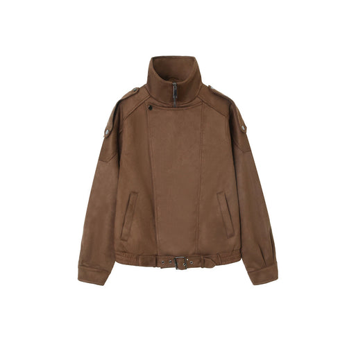 Damen Luxus Kunstleder Jacke Drune