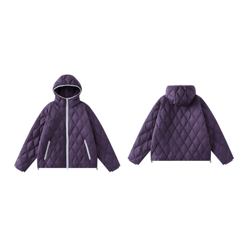 Damen Quilt-Steppjacke mit Kapuze, Diamantsteppung und verstellbarem Saum Drune
