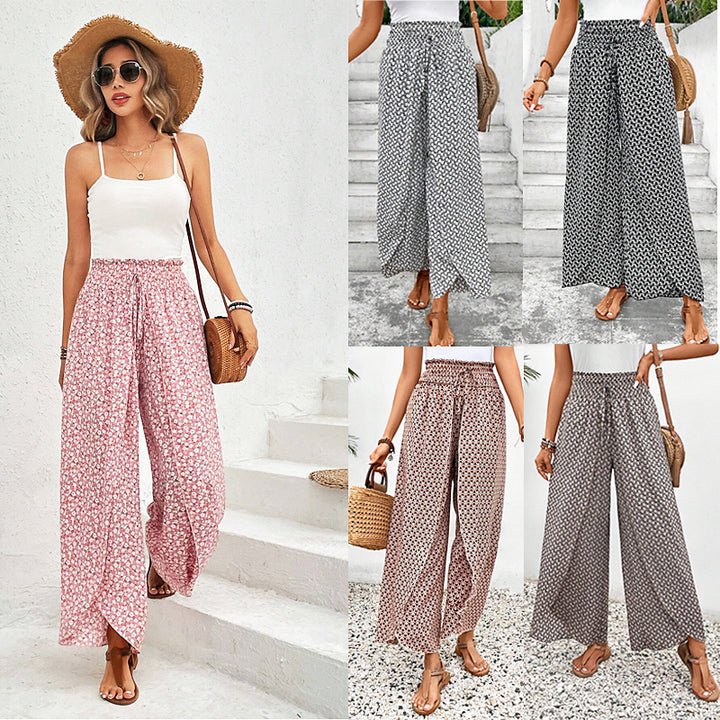 Damen Palazzo-Hose mit weitem Bein und gerafftem Elastikbund Drune