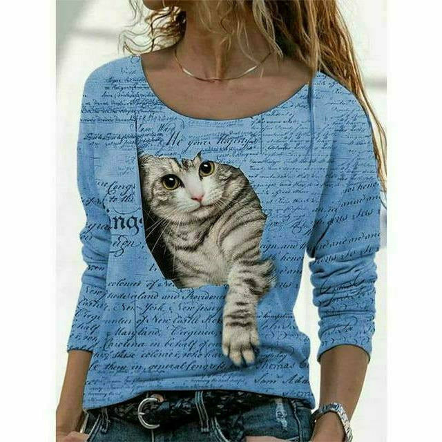 Drune | Modernes T-Shirt mit Katzenprint