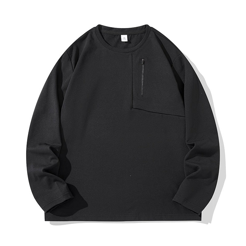 Unisex Oversize Langarm‑Sweatshirt mit Brustreißverschlusstasche und Rundhalsausschnitt Drune