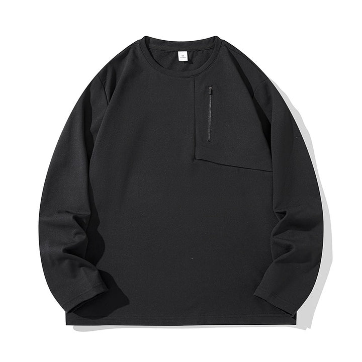 Unisex Oversize Langarm‑Sweatshirt mit Brustreißverschlusstasche und Rundhalsausschnitt Drune