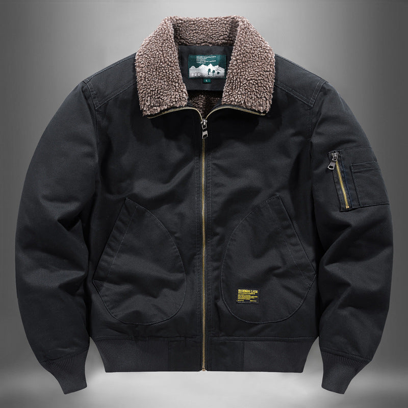 Men's  sherpa-lined canvas flight jacket with ribbed trims and interior stash pockets Drune
