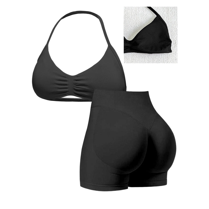 Damen Sport-Bikini-Oberteil mit hoch geschnittenen Shorts und nahtlosem Design Drune