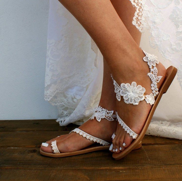 Damen Sandalen mit filigranem Häkelmuster Drune