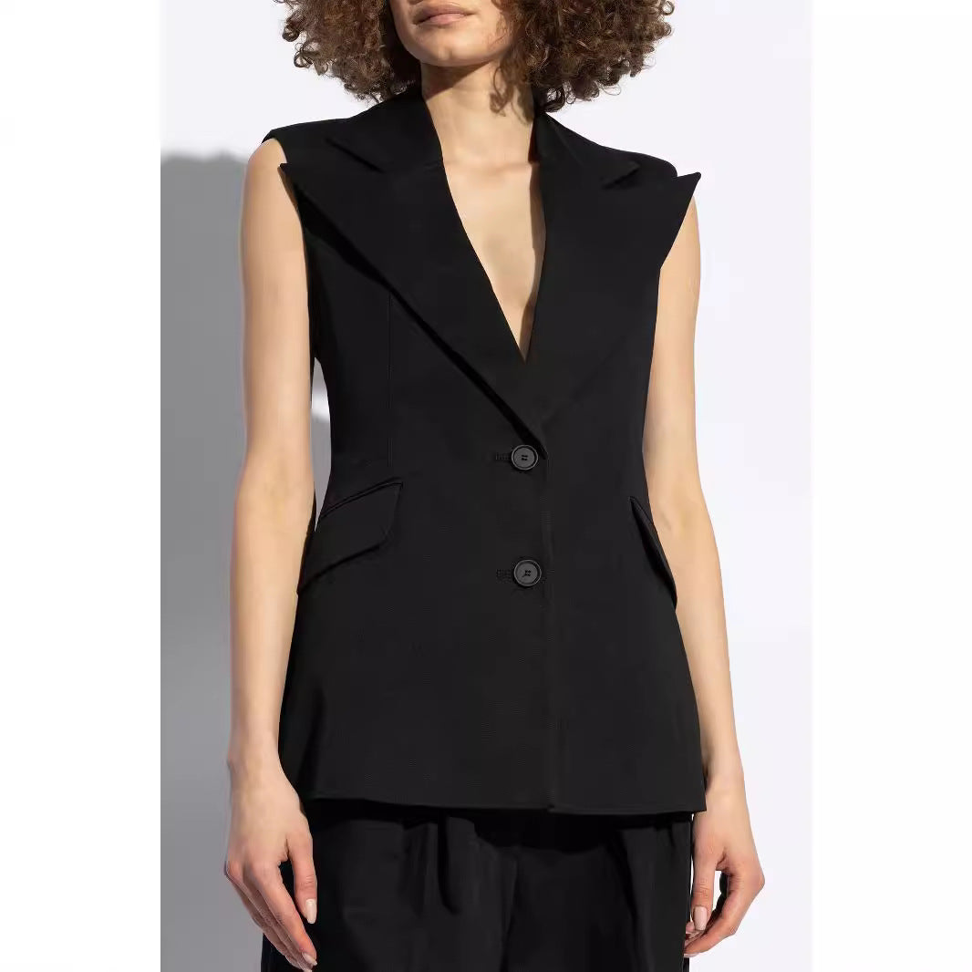 Damen Ärmelloser Blazer mit markantem Schalkragen und taillierter Silhouette Drune