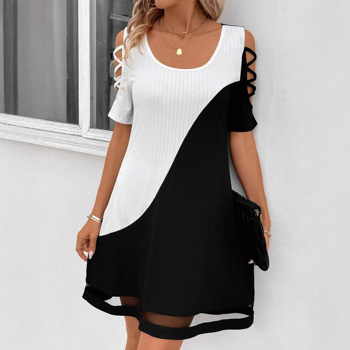 Damen modisches Freizeitkleid mit Cut-Out Ärmeln und asymmetrischem Design Drune