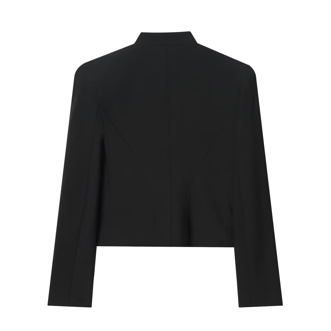 Damen Cropped Military-Blazer mit ornamentaler Kordelverzierung und Stehkragen Drune