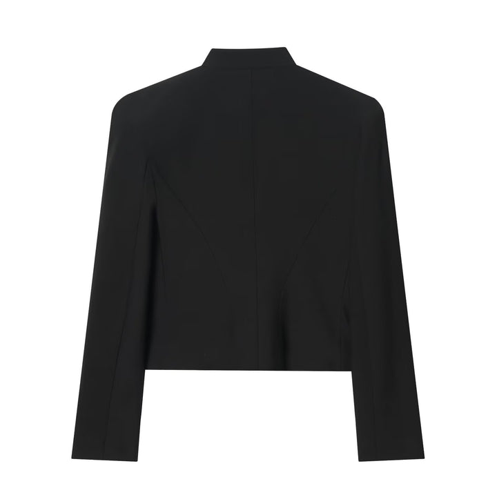 Damen Cropped Military-Blazer mit ornamentaler Kordelverzierung und Stehkragen Drune
