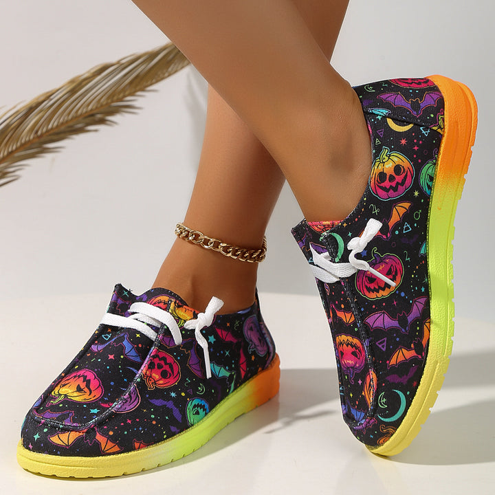 Damen Freizeit-Sneaker mit fröhlichem Halloween-Motiv und rutschfester Sohle Drune