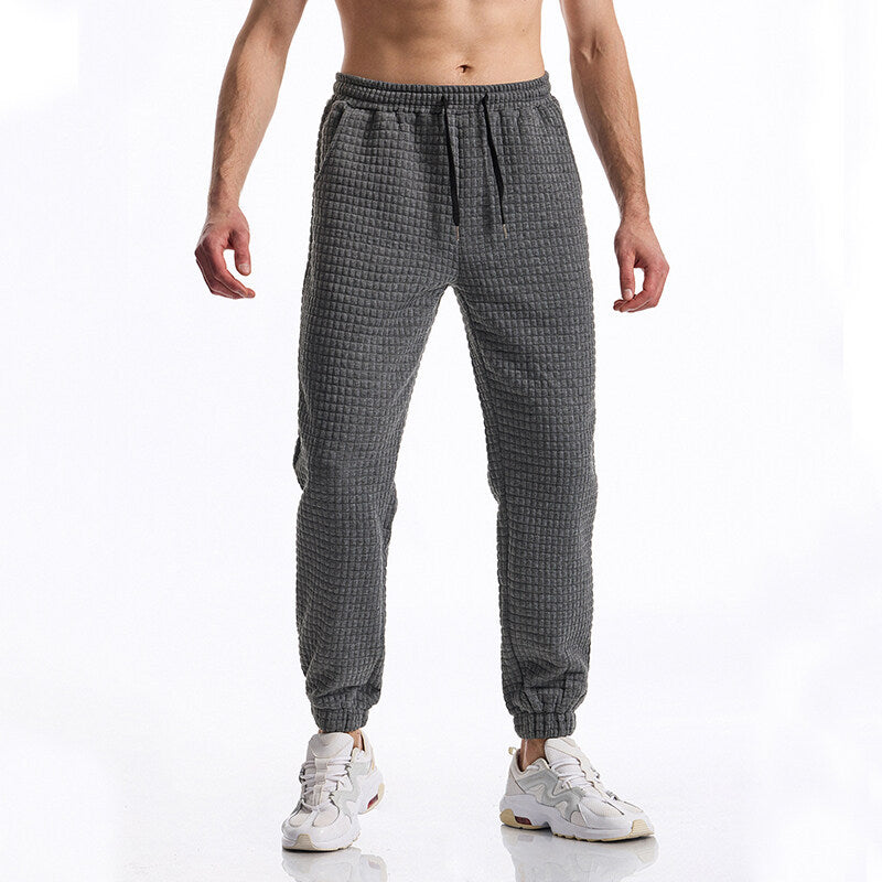 Herren Strukturierte Waffel-Jogginghose mit elastischem Bund und schmal zulaufendem Bein Drune
