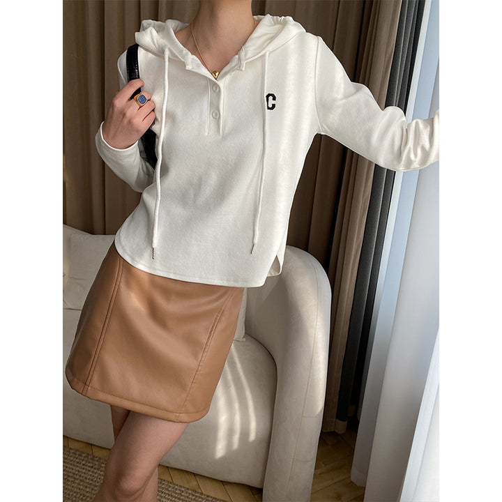 Damen Hoodie mit Knopfleiste und lässigem Schnitt Drune