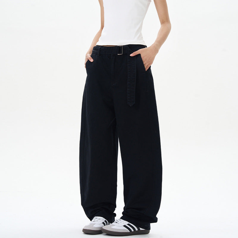 Herren Weite Baumwoll-Baggyhose mit tiefem Schritt und verlängertem Saum Drune