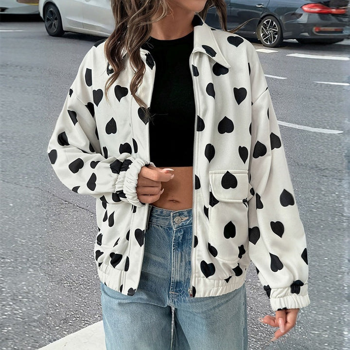 Damen Gefütterte Jacke mit Herzmotiv Drune