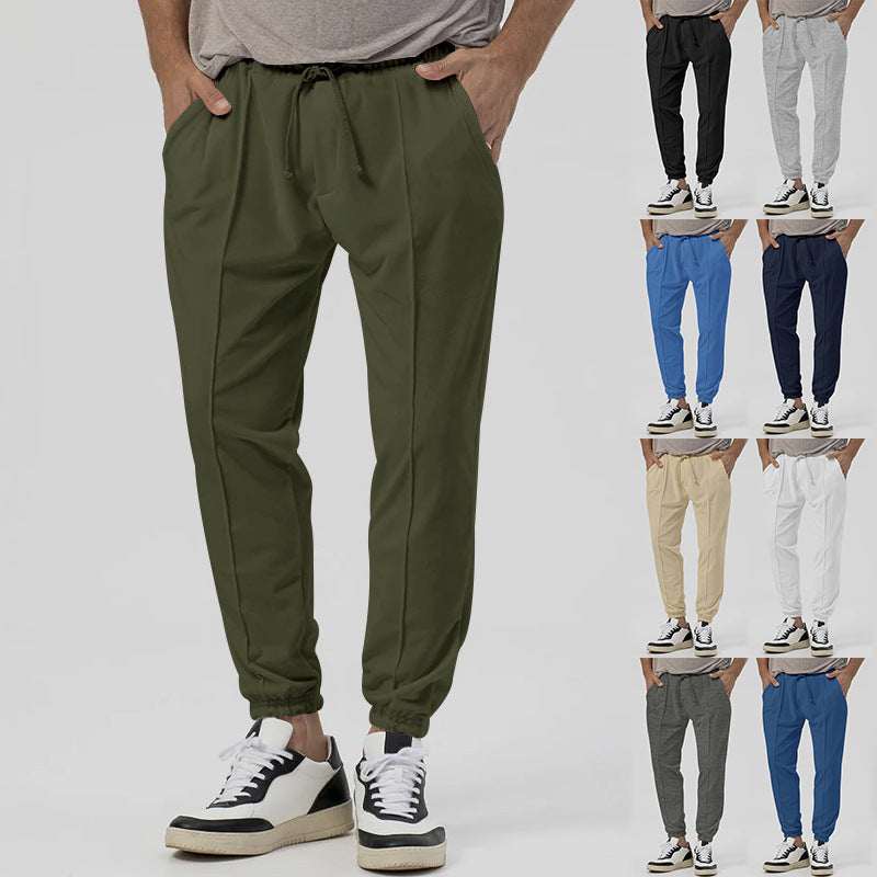 Herren Tapered-Jogginghose im Leinenlook mit Bügelfalte und Bündchen Drune