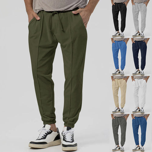 Herren Tapered-Jogginghose im Leinenlook mit Bügelfalte und Bündchen Drune