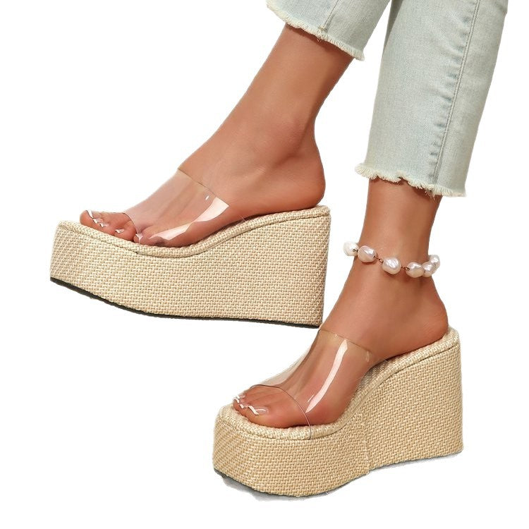 Damen Wedge-Pantoletten mit elegantem Stoffoberteil und komfortablem Fußbett Drune
