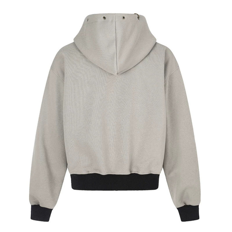 Damen Kapuzen‑Sweatjacke im Boxy‑Schnitt mit Stern‑Ziernähten, Metallösen und Kängurutaschen Drune
