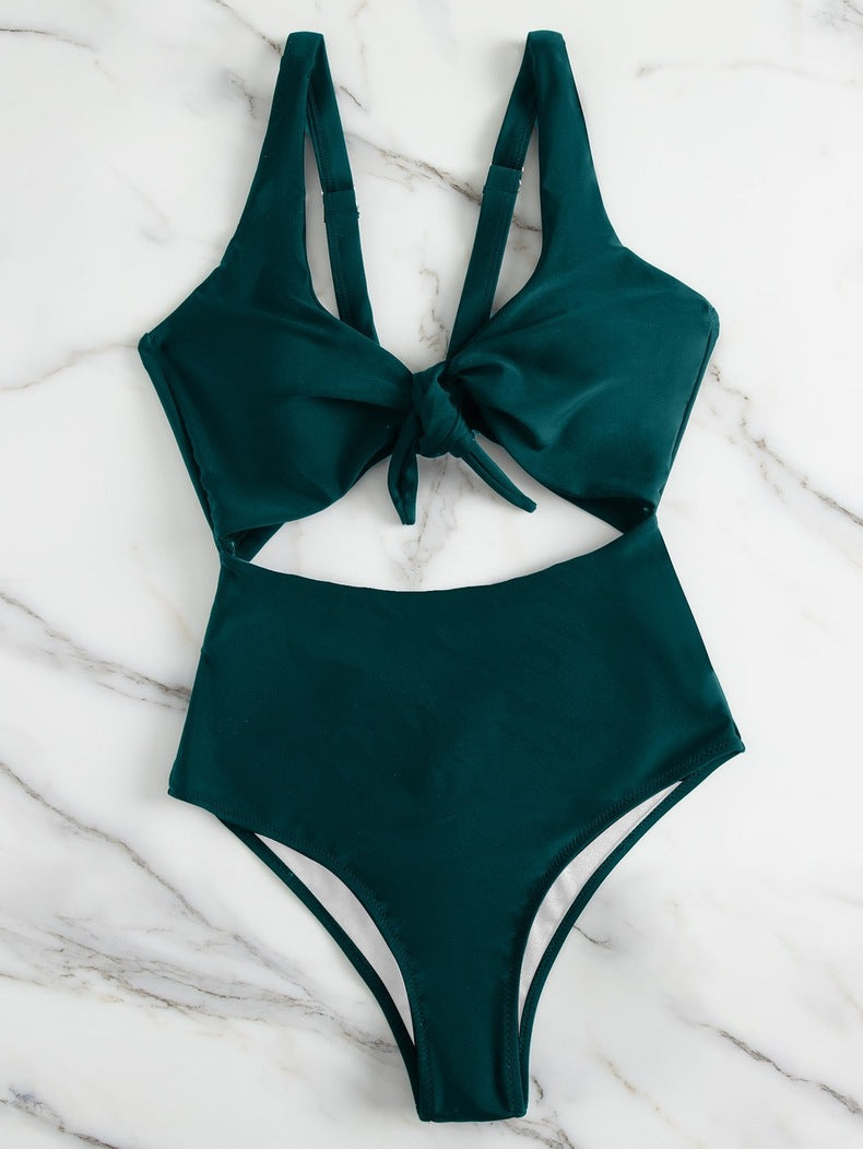 Damen Hochtaillierter Bikini mit verstellbaren Trägern und Knotendetail Drune