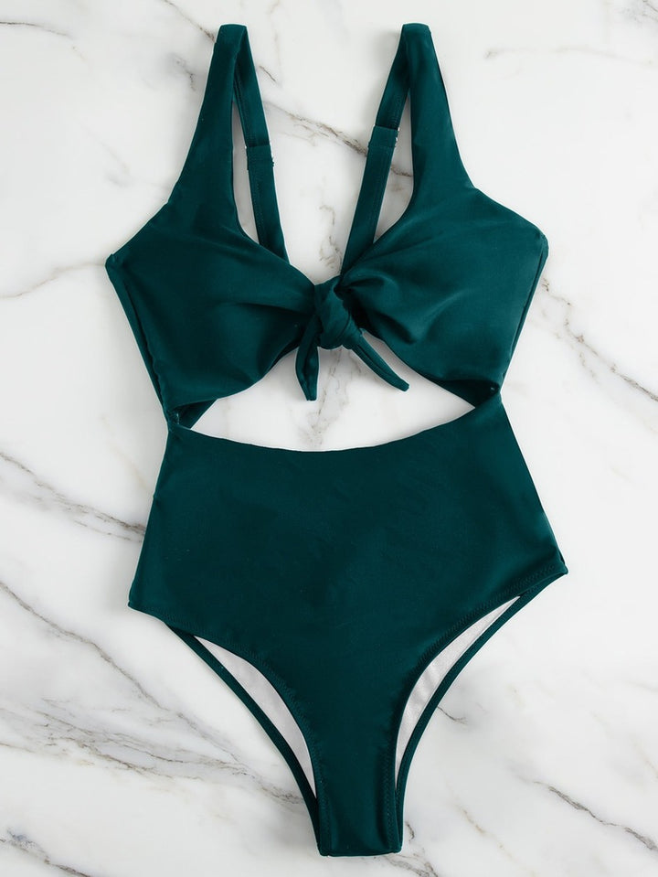 Damen Hochtaillierter Bikini mit verstellbaren Trägern und Knotendetail Drune
