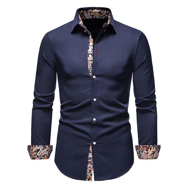 Herren Langarmhemd mit modernem Paisley-Muster und exklusiven Details Drune