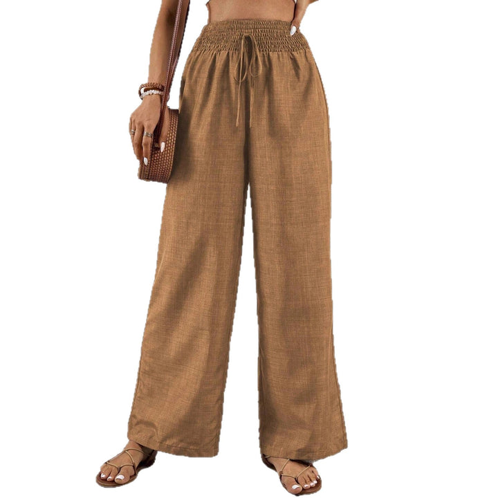Damen weit geschnittene Sommerhose mit elastischem Bund und Kordelzug Drune