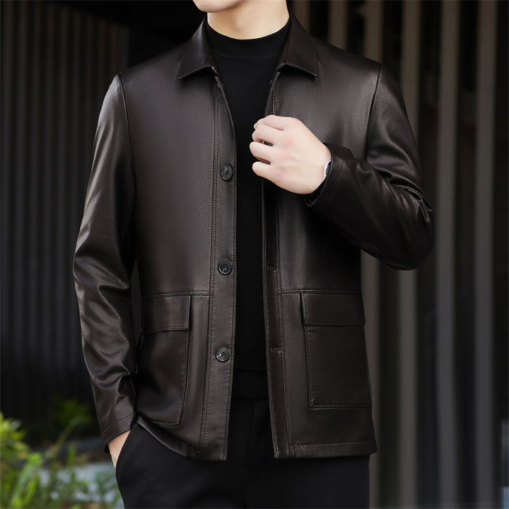 Herren Kunstlederjacke mit praktischen Taschen und modernem Schnitt Drune